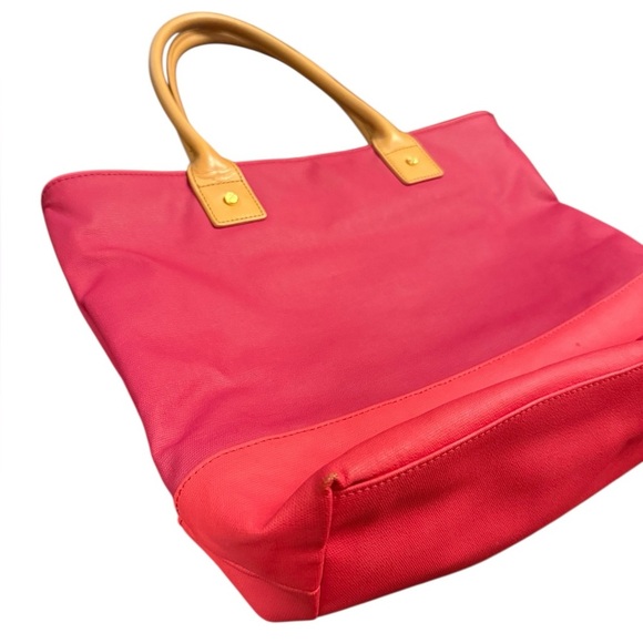 Tory Burch JAYDEN Dipped Canvas Leather Tote Medium Bag Red Auburn Carmine - Picture 3 of 10